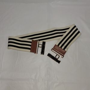 Striped Cream and Black Fashion Belt